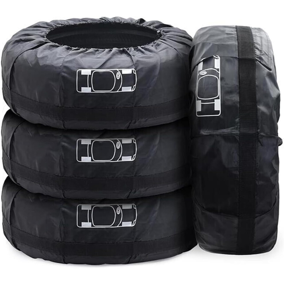 Pack Of 4 Car Spare Tire Covers, 13-18"(Diameter Within 66Cm) Waterproof Dustproof And Car Wheel Protective Covers Storage Bags With Reinforced Handle 6932766543771