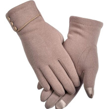 1 paar dames winter warme handschoenen khaki touchscreen dikke gevoerde winddichte handschoenen