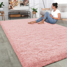 (Pink, 200X290) Shaggy Non Slip Rugs Living Room Area Carpet Mat