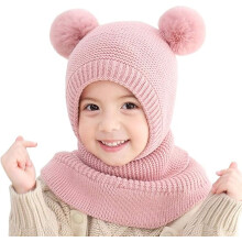Pasamonta?as para beb?, ni?a y ni?o, bonito gorro (rosa), bufanda, orejeras c?lidas de invierno, gorros de punto para ni?os, pasamonta?as con doble po