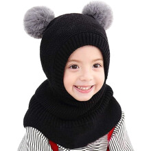 Pasamonta?as para beb?, ni?a y ni?o, bonito gorro (negro), bufanda, orejeras c?lidas de invierno, gorros de punto para ni?os, pasamonta?as con doble p