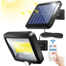Lampada solare da esterno con telecomando, rilevatore di movimento impermeabile, 100 COB Ipx65 impermeabile potente