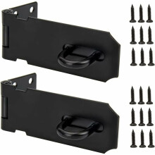 2pcs Padlock Steel Hasp 4 Inch Black Stainless Door Lock Latch Security Latch Locking Device with Screws for Door Window Cabinet