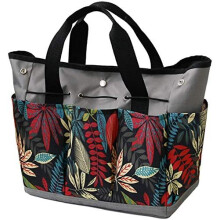 Bolsa de almacenamiento para herramientas de jardiner?a con bolsillos (gris + multicolor), bolsa de tela Oxford duradera, kit de jardiner?a para mujer