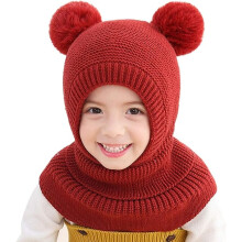 Pasamonta?as para beb?, ni?a y ni?o, bonito gorro (rojo), bufanda, orejeras c?lidas de invierno, gorros de punto para ni?os, pasamonta?as con doble po