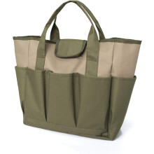 Kit de herramientas de jardiner?a (verde + caqui), bolsa grande de mano para jard?n con m?ltiples bolsillos para kit de herramientas de jardiner?a, bo