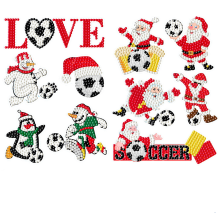 [10 foto] Pittura a diamante per bambini (Babbo Natale gioca a calcio) Pittura a diamante 5D Adesivo con strass ricamato a diamante Set di adesivi per