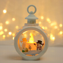 Lampada LED rotonda di Natale - Pupazzo di neve bianco, decorazione natalizia, albero di Natale, regalo della vigilia di Natale, candela elettronica,