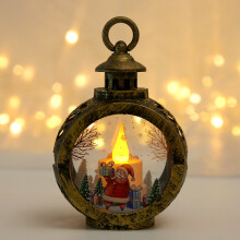 Kerst Ronde LED Handlamp - Antieke Gouden Kerstman, Kerstversiering, Kerstavondcadeaus voor de kerstboom, Elektronische kaarsen, Ponylantaarns, Draagb