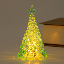 Candele LED di Natale - Luce verde e gialla, Decorazione natalizia, Regalo della vigilia di Natale, Decorazione da scrivania, Luci notturne di cristal