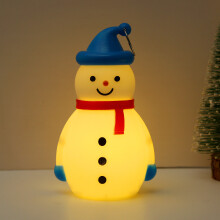 Luce notturna natalizia a forma di pupazzo di neve - Cappello blu, decorazioni natalizie, regali della vigilia di Natale per l'albero di Natale, ornam