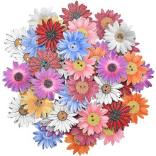 50 piezas de botones de madera de crisantemo de 25 mm, botones de flores de madera, botones de moda al azar mezclados para coser, ?lbumes de recortes,