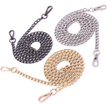 Confezione da 3 cinturini di ricambio a catena piatta con fibbie (oro + argento + nero pistola), perfetti per fai da te in metallo, tracolla, borsa, b