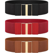 3 stuks brede elastische damesriem zwart rood bruin 75x7,5cm