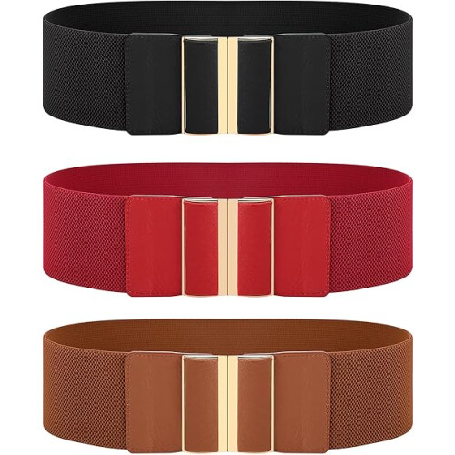 3 pezzi cintura larga da donna elastica nera rossa marrone 75x7,5cm