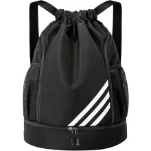 Wasserabweisender Rucksack mit Kordelzug, für Fitnessstudio und Sport, mit Schuhfach, Seitentaschen aus Netzmaterial für Damen und Herren