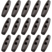 100 botones de madera con forma de oliva de 2 agujeros y color marr?n oscuro de 30 mm para abrigos de plumas