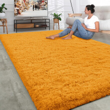 (Yellow, 200X290) Shaggy Non Slip Rugs Living Room Area Carpet Mat