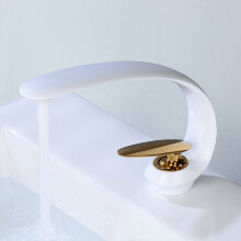 Basin Faucets Bathroom Brass-Gold White Sink Mixer Tap Single Handle Single Hole Vanity Crane Washbasin Art Sink Faucet
