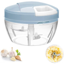 (Blauw) Draagbare voedselhakker Knoflookhakker Multifunctionele uienhakker 500ml staafmixer voor noten, groenten, kruiden, knoflook, uiensalade