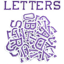Parches del alfabeto de la A a la Z, para planchar o coser, letras para ropa, morado cl?sico, 52 piezas