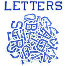 Parches del alfabeto de la A a la Z, para planchar o coser, letras para ropa, azul cl?sico, 52 piezas