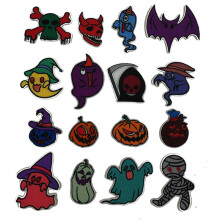 16 parches termoadhesivos bordados con tem?tica de Halloween: accesorios artesanales variados con tem?tica de Halloween para cosplay y decoraci?n de r
