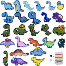 Paquete de 26 lindos parches termoadhesivos bordados de dinosaurios para chaquetas, sombreros, mochilas, jeans, etc.