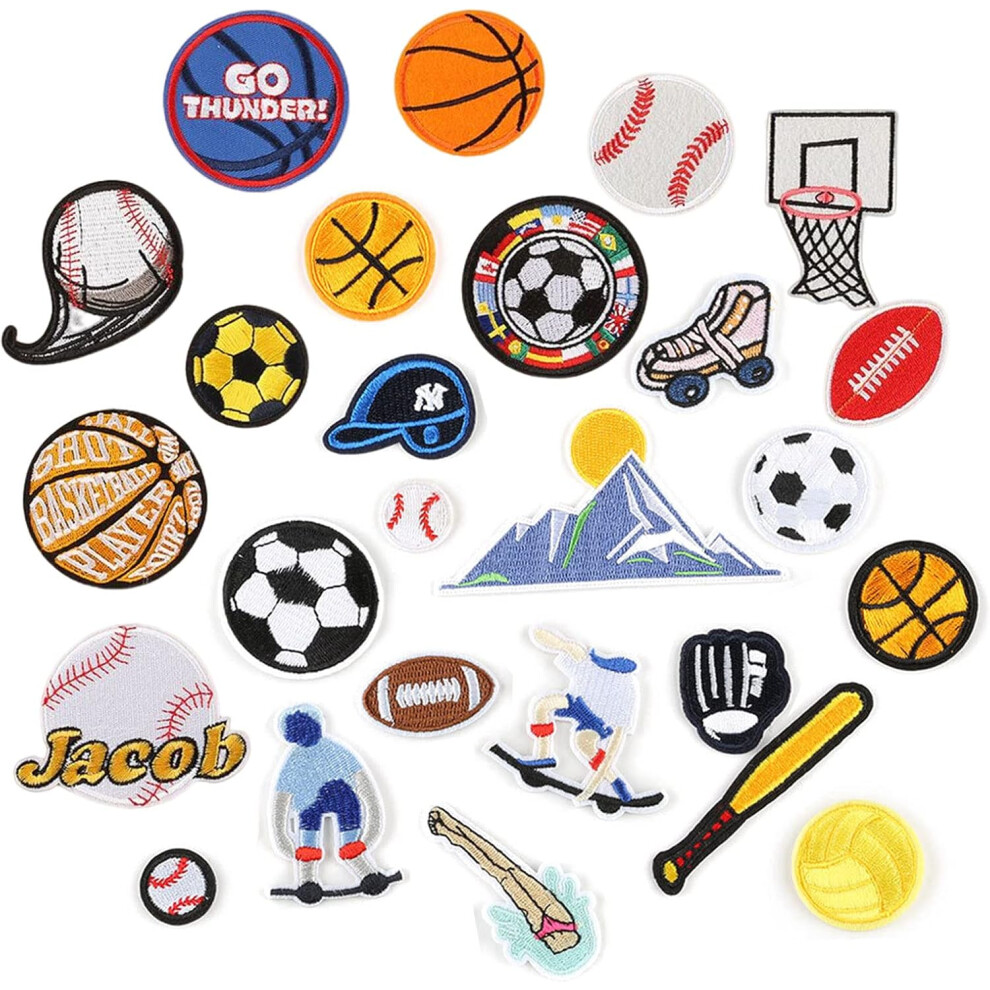 26 patchs de sport pour enfants, basket-ball, tennis, rugby, football, pour nom, à repasser ou à coudre, pour t-shirts, jeans, vêtements, sacs