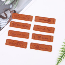 8 etiquetas de cuero hechas a mano Etiquetas de cuero de PU Etiquetas en relieve hechas a mano con agujeros para manualidades Tejido y crochet (8 dise