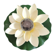 1 stuks (wit) Lotus-verlichting, drijvende lotusvijverdecoratie op zonne-energie, veranderende LED-nachtlampjes, tuinmeubilair voor poolparty's