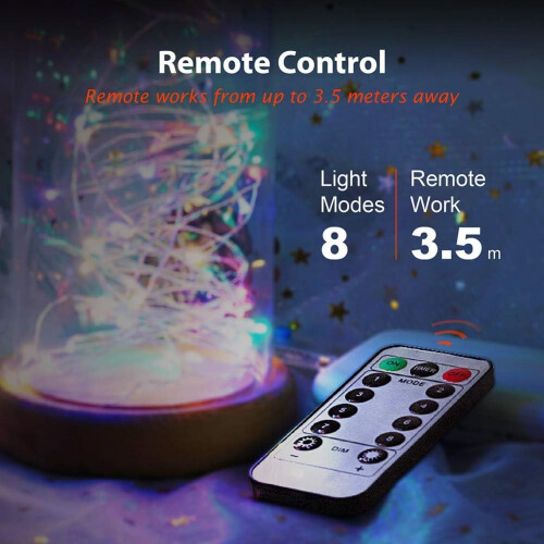 2 Pack 20m LED String Lights with 200 Multi-Color LEDs, Battery Powered and Timer Setting Remote Control, Indoor or Outdoor 2