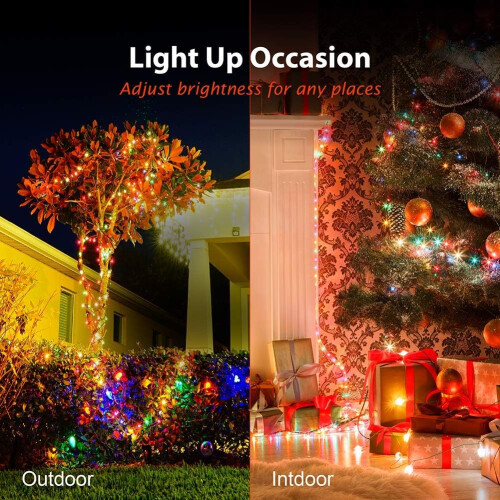 2 Pack 20m LED String Lights with 200 Multi-Color LEDs, Battery Powered and Timer Setting Remote Control, Indoor or Outdoor 1