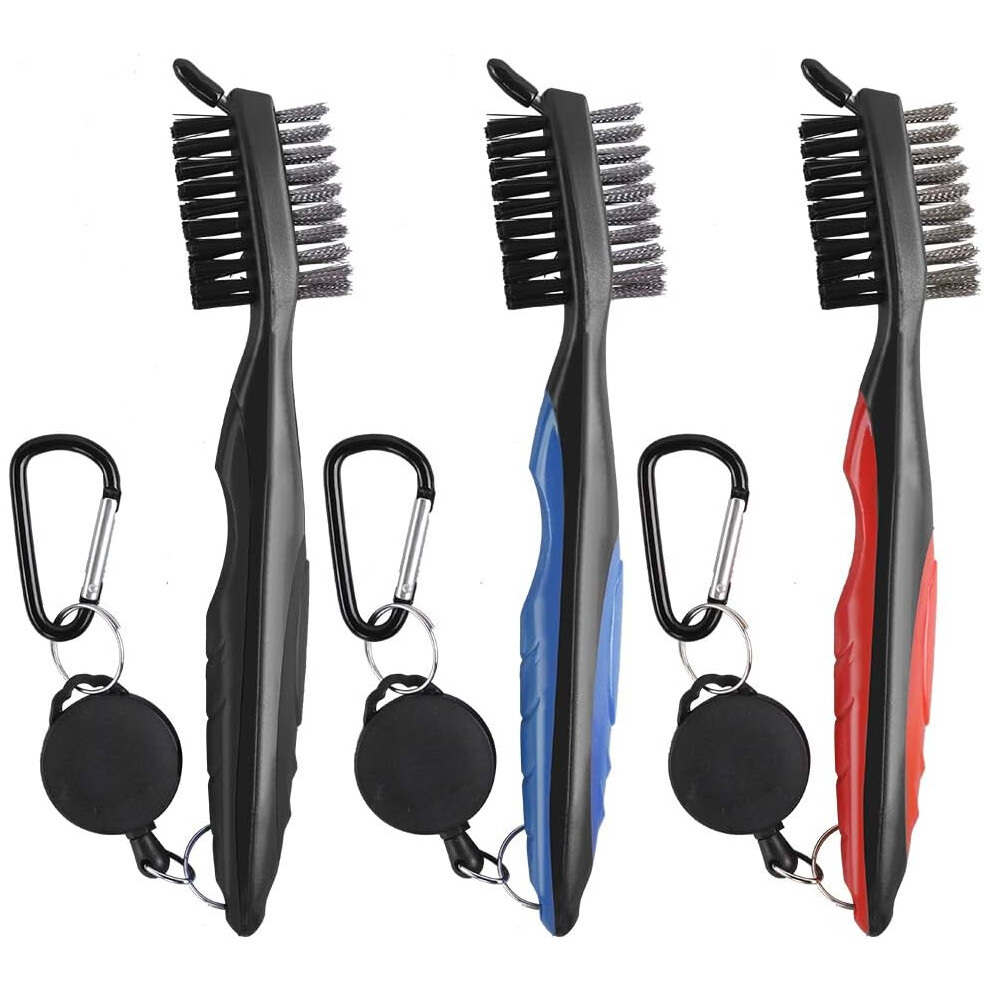 Photos - Golf 3 Pcs  Cleanings for Club  Brushes Black, Red, Blue, Steel  Brushes  Cleaning Tools, Double Sided, for Fathe