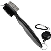 Spazzola da golf per mazze da golf e scanalature Spazzola bifacciale in nylon e acciaio con punte per la pulizia delle superfici e delle scanalature d