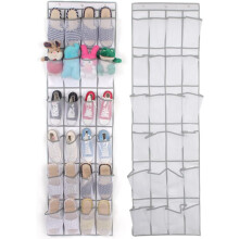 stuks Hangende schoenenorganizer 24 zakken (wit) Over de deur hangende schoenenorganizer opvouwbaar zichtbaar gaas voor schoenen sokken speelgoed scho