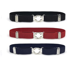 Lot de 3 ceintures élastiques réglables pour enfants, ceinture extensible pour garçons et filles, noir + bleu + rouge