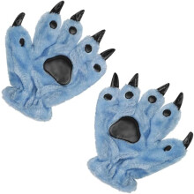 Guanti artiglio Halloween Blu Carnevale Natale Carino Animale Zampa Guanti Invernali Peluche Spessi Termici Unisex Adulto Guanti artiglio Cosplay Fanc