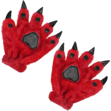 Guanti artiglio Halloween Carnevale Rosso Natale Carino Animale Zampa Guanti Invernali Peluche Spessi Termici Unisex Adulto Guanti artiglio Cosplay Tr