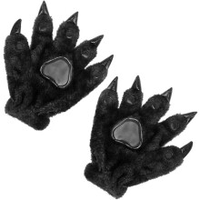 Guanti artiglio Halloween Carnevale nero Natale Carino animale Zampa Guanti invernali Peluche Spessi Termici Unisex Adulto Guanti artiglio Cosplay Fan