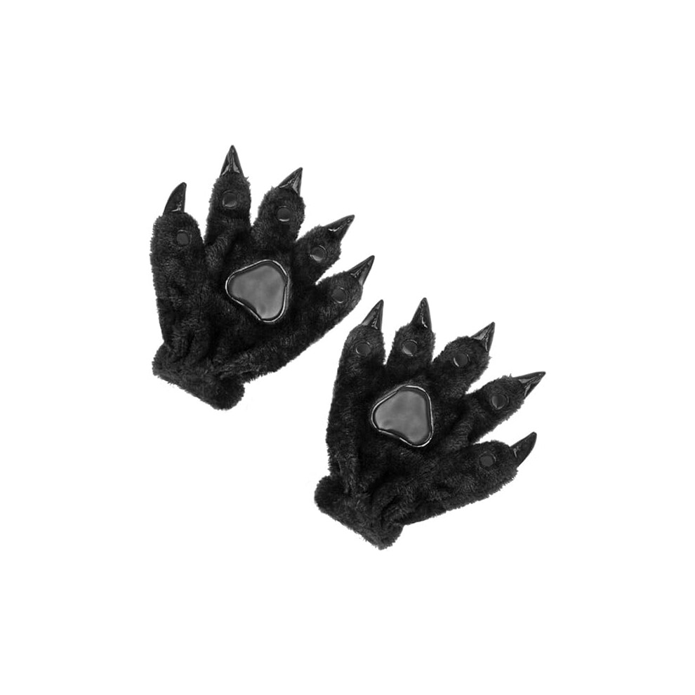 Lifeasy Unisex Black Claw Gloves Halloween Carnival Christmas Cute Animal Paw Gloves Winter Gloves Plush Thick Thermal Adult Claw Gloves Cosplay Fancy Dress S