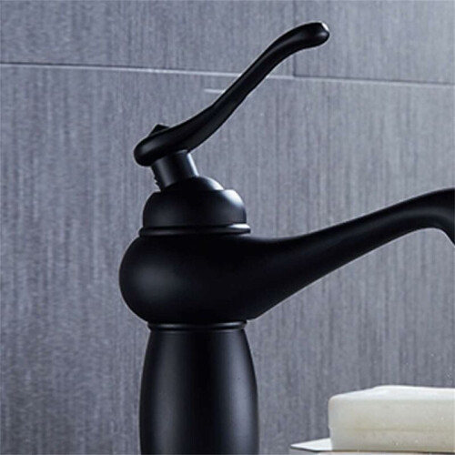 Rubinetto lavabo nero in ottone con ceramica 1