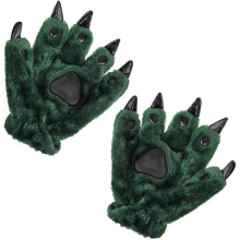 Guanti artiglio Halloween Carnevale verde Natale Carino animale Zampa Guanti invernali Peluche Spessi Termici Unisex Adulto Guanti artiglio Cosplay Fa