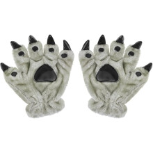 Guanti artiglio Halloween Grigio Carnevale Natale Carino Animale Zampa Guanti Invernali Peluche Spessi Termici Unisex Adulto Guanti artiglio Cosplay T