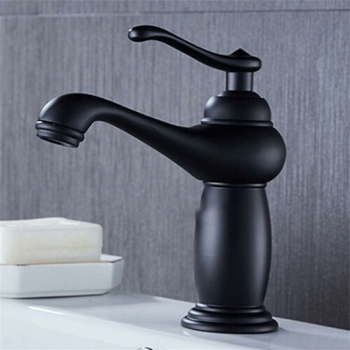 Rubinetto lavabo nero in ottone con ceramica 2