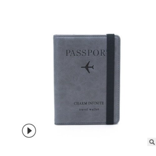 1 libreta de pasaporte RFID (gris), portadocumentos multifunci?n antirrobo