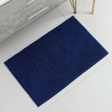 Badmat 40x60cm (Donkerblauw) Antislip Absorberende Badmat voor Douche Badkuip Toilet Keuken Microvezel Chenille Machinewasbaar