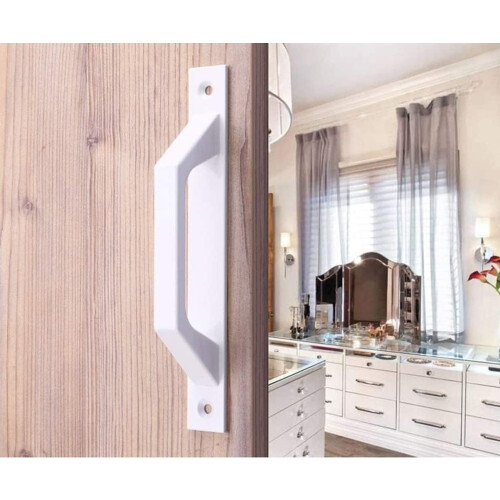 (White)2pcs Kitchen Glass and Plastic Mounted Aluminum Alloy Door Handle 2