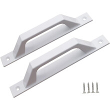 (White)2pcs Kitchen Glass and Plastic Mounted Aluminum Alloy Door Handle