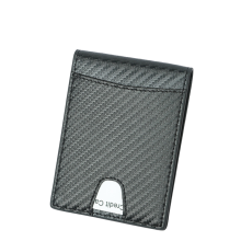(Negro) Tarjetero de cuero delgado - Bloqueo anti-RFID y seguro - Billetera de cuero de carcasa r?gida - Capacidad para hasta 8 tarjetas - Plegable